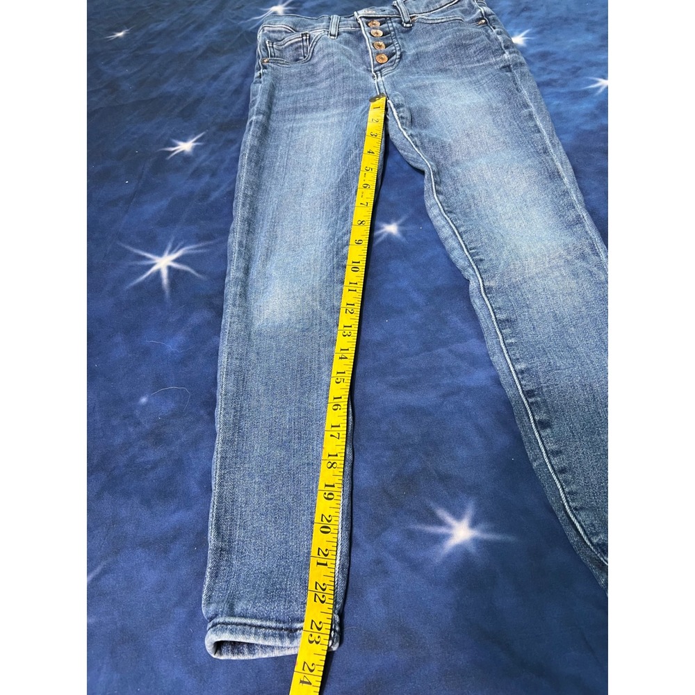Express High Rise Skinny Jeans Medium Wash Button Fly Denim Pants 26x23 - Picture 3 of 10